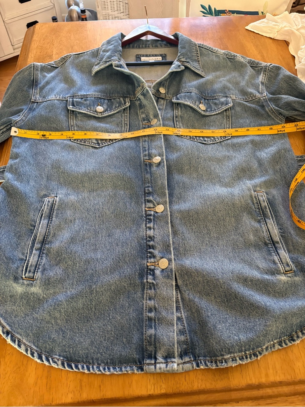 LOFT Blue Denim Belted Shirt Jacket - Picture 10 of 14